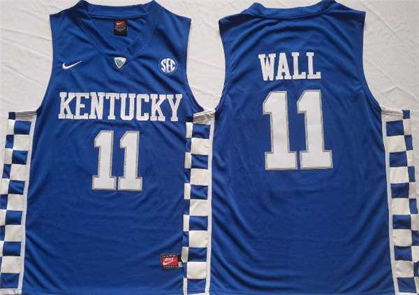 Men%27s Kentucky Wildcats #11 John Wall Blue Stitched Jersey